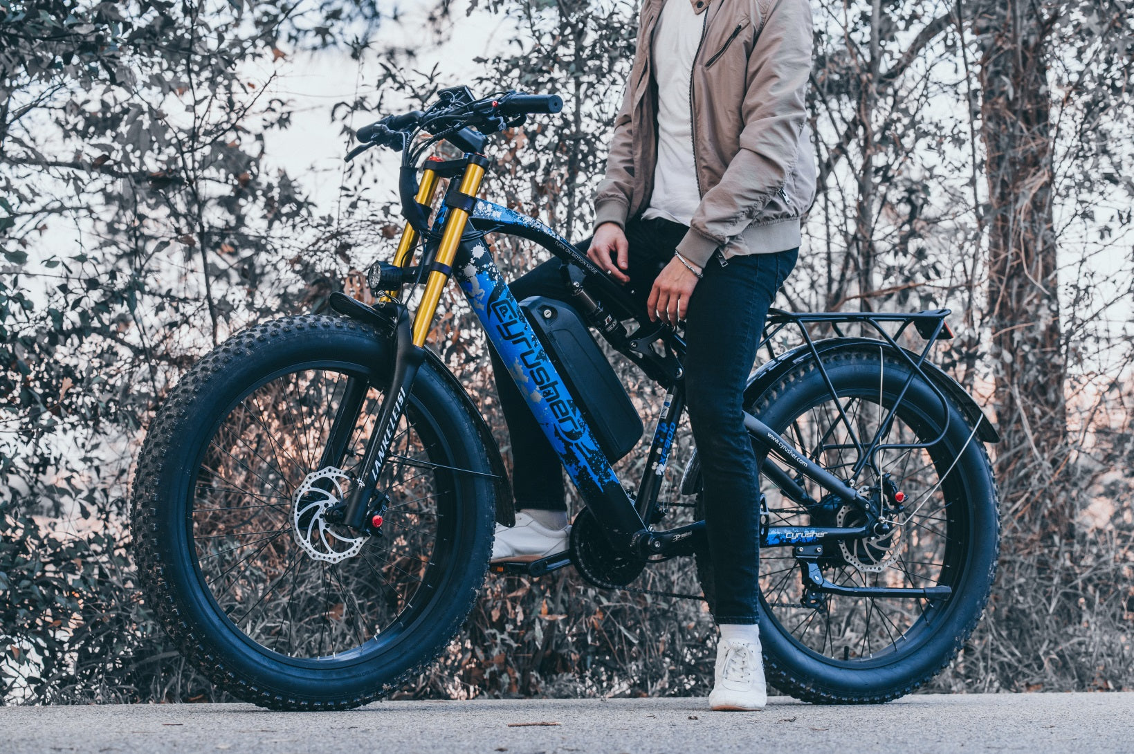 A man rides an e-bike.-1203