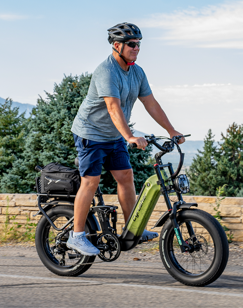 Active senior enjoying an e-bike ride