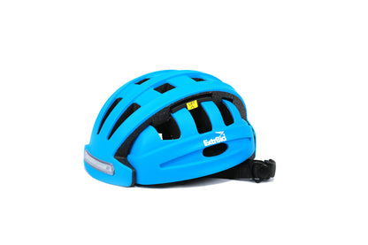 bike helmet with portable bike Folding Adults Bike Helmet with Lights Blue