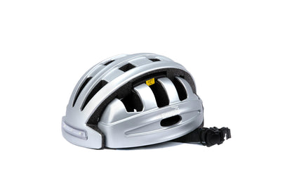 bike helmet with portable bike Folding Adults Bike Helmet with Lights Silver