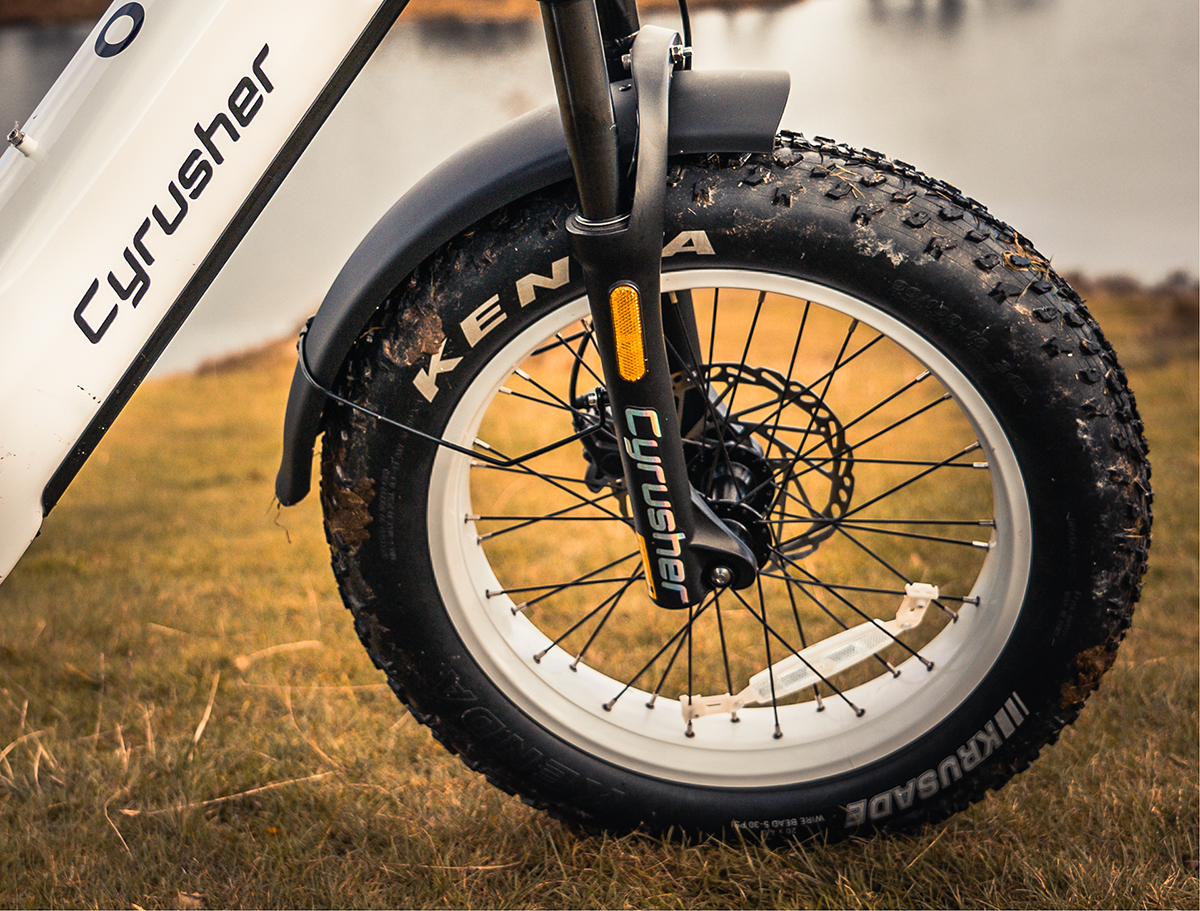 All-terrain fat tires on a gravel path