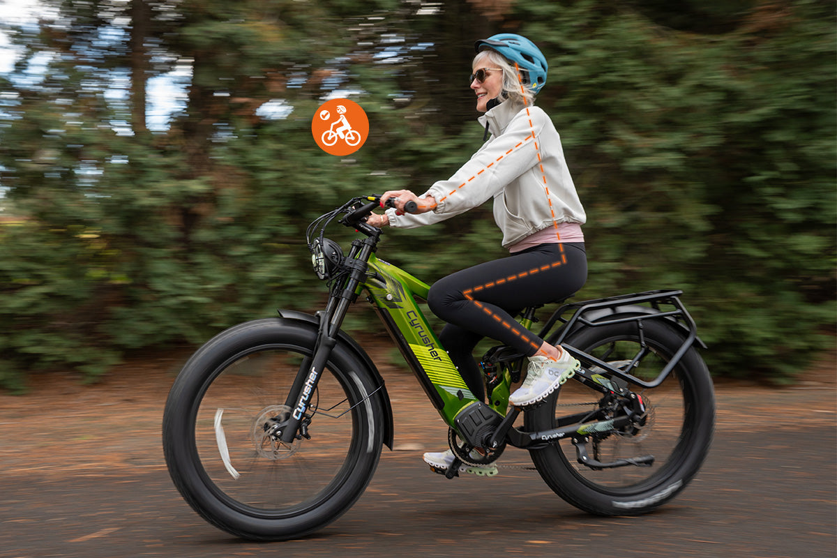 Electric bike with upright riding position for comfort