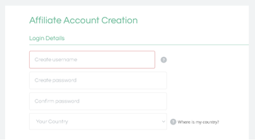 Affiliate Account Creation