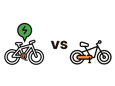 Illustration comparing an electric bike with a regular bicycle
