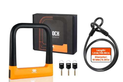 Heavy Duty Hardened Steel U-Lock with Cable for Fat Tire E-Bike